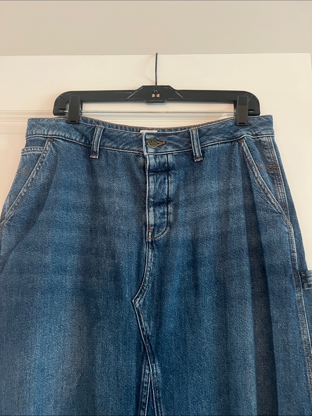 Lee Denim Maxi Skirt in Dark Blue with Faded Panels - Picture 2 of 5